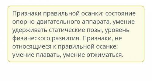 Какие признаки характеризуют правильную осанку, а какие к ним не относятся? Признаки правильной осан