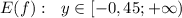 E(f):\ \ y \in [-0,45; + \infty)}}