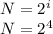 N = 2^{i} \\ N = 2^{4}