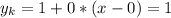 y_k=1+0*(x-0)=1