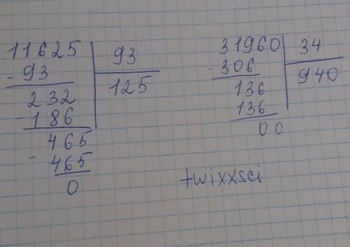 2.Вычисли, записывая в столбик. 11625делем9331960делем34 со столбиком​