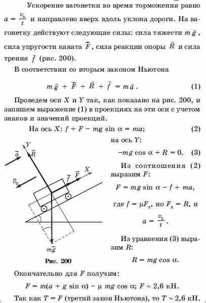 По наклонной плоскости с углом наклона 30° к горизонту опускается вагонетка массой 500 кг. Определит