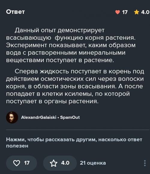 Если почву в горшке полить теплой водой, то вода начинает подниматься по трубке и вытекать из нее.