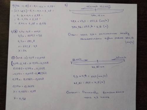 А) Вычислите: (0,6 : 0,15)2 - 6,4 ∙ 0,4 + 1,28. Б) Решите уравнения: а) 4,7х - 3,6 = 109,2; б) (0,78