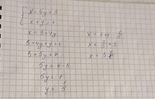 X-4y=3 x+y=4 это уравнение методом подставки