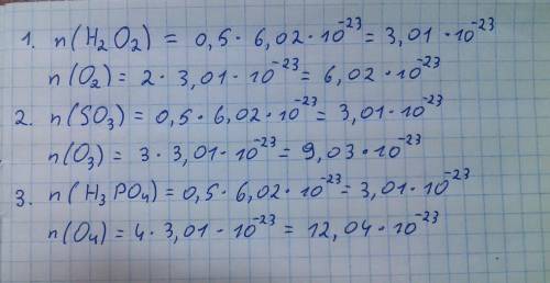 S Обчисліть кількість речовини атомів Оксигену, що міститься в наведених сполуках кількістю 0,5 моль
