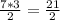 \frac{7*3}{2} = \frac{21}{2}