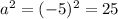 a^{2}=(-5)^2=25