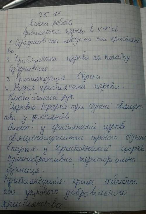 Конспект Організація християнської церквив Середньовіччі у V-ХІ ст.​