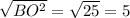 \sqrt{BO^{2} } =\sqrt{25} =5