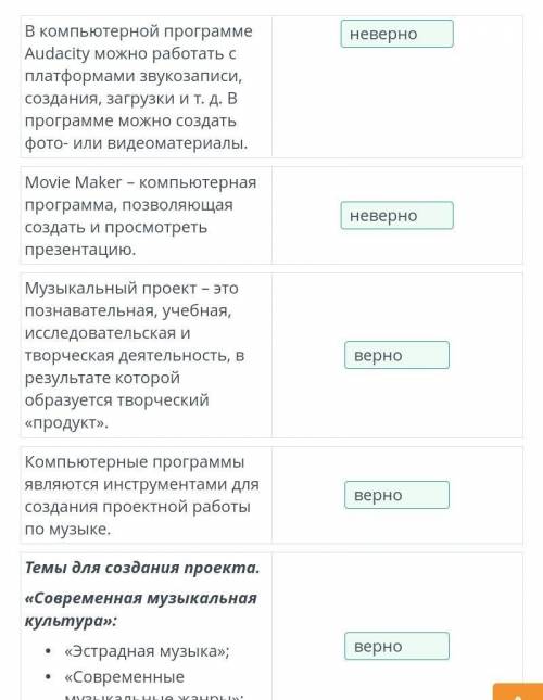 определи верный или неверный высказывания представлены в таблице в компьютерные программы уда сюда с