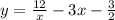 y = \frac{12}{x} - 3x - \frac{3}{2} \\