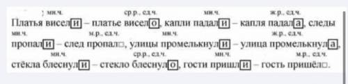 1. Напишите по образцу. Выделите оконча- 85Ния глаголов.облака плыли•е 3облако плыло, Платьякапли па