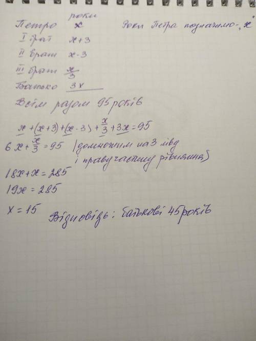 10. У Петра з брати. Перший старший Петра на 3 роки, другий молодший Петра на 3 роки, третій втричі
