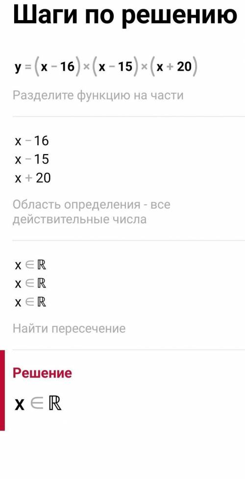 Найдите область определения функции y=корень из (х-16)(х-15)(х+20)​