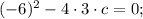 (-6)^{2}-4 \cdot 3 \cdot c=0;