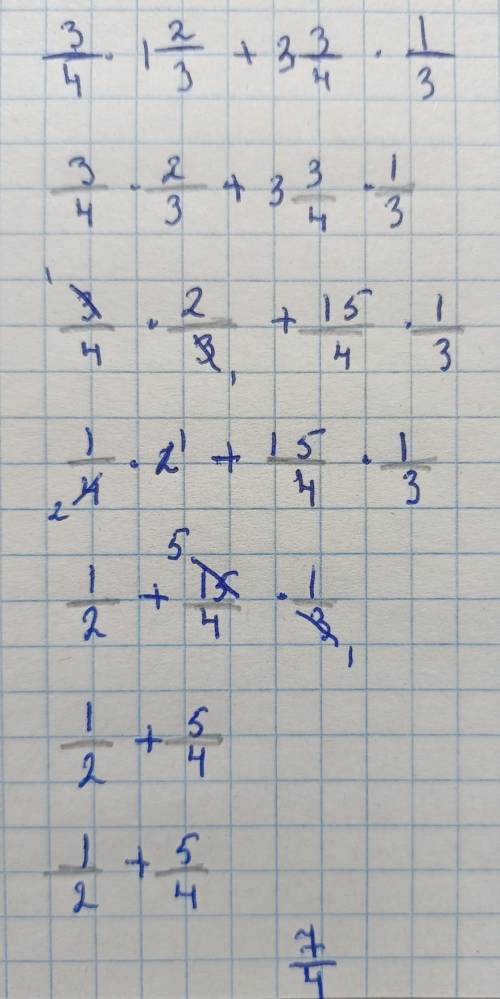 3/4 X 1 2/3 + 3 целых 3/4 х 1/3​