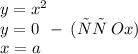 y = {x}^{2} &\\ y = 0 \: \: & - \: \small{ {(Ось \: Ox)}} \\ x = a&