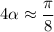 4\alpha\approx\dfrac{\pi}{8}