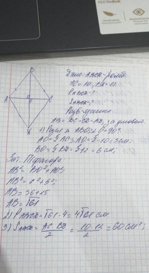 Найдите площадь и периметр ромба​