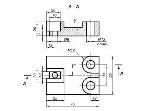 сделать чертеж по инженерной графике 4 заменить вид спереди разрезом А-А​