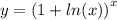 y = {(1 + ln(x)) }^{x} \\