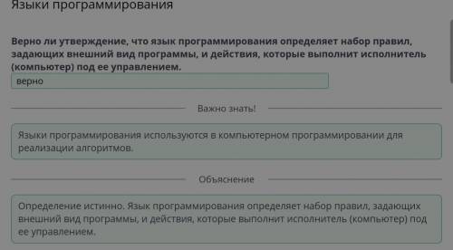 Верно ли утверждение, что язык программирования определяет набор правил, задающих внешний вид програ