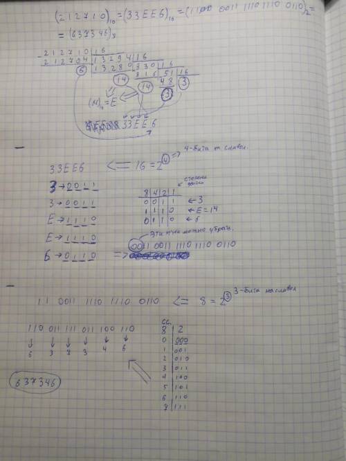 Выполните последовательный перевод числа: 212710→x16→ x2→x8