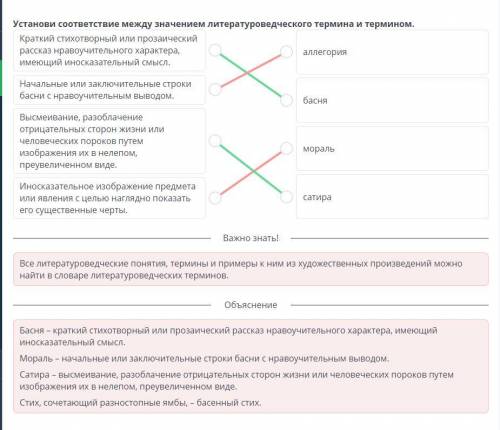 И.А. Крылов «Волк и Ягненок» Установи соответствие между значением литературоведческого термина и те