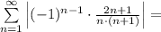 \sum\limits_{n=1}^{\infty} \left|(-1)^{n-1} \cdot\frac{2n+1}{n\cdot (n+1)}\right| =