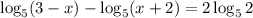 \log_5(3-x) - \log_5(x+2) = 2\log_52