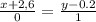 \frac{x+2,6}{0} =\frac{y-0.2}{1}