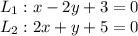 L_1:x-2y+3=0\\L_2:2x+y+5= 0