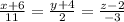 \frac{x+6}{11} =\frac{y+4}{2} =\frac{z-2}{-3}