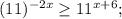 (11)^{-2x}\geq 11^{x+6};