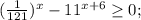 (\frac{1}{121} )^x-11^{x+6} \geq 0;