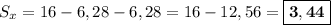 S_x = 16 - 6,28 - 6,28 = 16 - 12,56 = \boxed{\bf{3,44}}