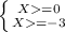 \left \{ {{X=0} \atop {X=-3}} \right.