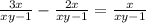 \frac{3x}{xy - 1} - \frac{2x}{xy - 1} = \frac{x}{xy - 1} \\