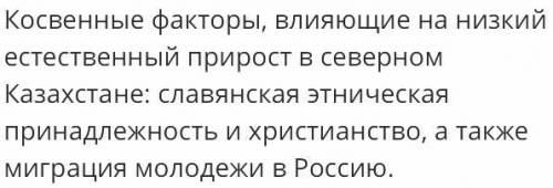 Типы воспроизводства населения. Урок 1 Определи факторы, косвенно влияющие на низкий естественный пр