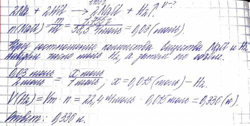 При взаимодействии натрия с соляной кислотой образовалось 1,755 г хлорида натрия. Какой объём газа п