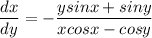 \displaystyle \frac{dx}{dy} =-\frac{ysinx+siny}{xcosx-cosy}