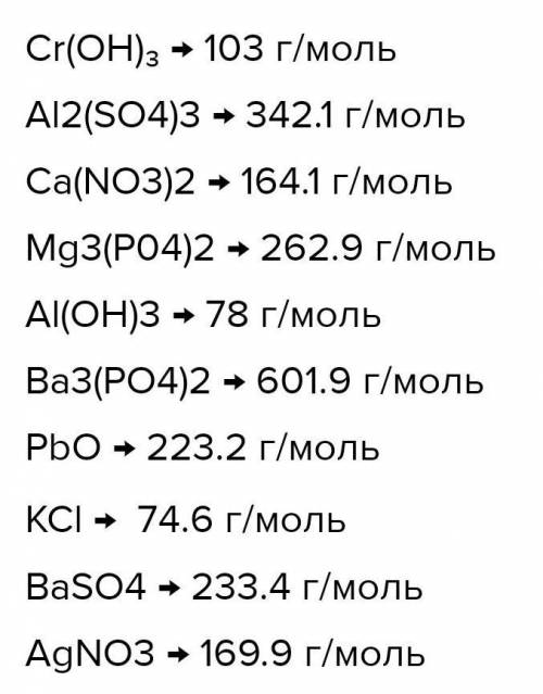 Розрахуйте відносну молекулярну масу для таких сполук: 1. Сг(ОН) з , Al 2 (S0 4 ) 3 2. Ca(N0 3 ) 2 ,