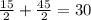 \frac{15}{2} + \frac{45}{2} = 30