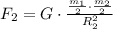 F_2 = G\cdot\frac{\frac{m_1}{2}\cdot\frac{m_2}{2}}{R_2^2}