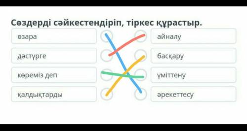 онлайн мектеп Сөздерді сәйкестендіріп , тіркес құрастыр . өзара айналу дәстүрге басқару көреміз деп