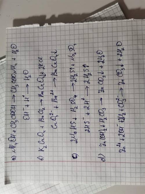 194. Закончите уравнения реакций и представьте их в виде сокращенных ионно-молекулярных уравнений: а