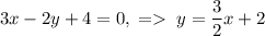 3x-2y+4=0,\;=\;y=\dfrac{3}{2}x+2