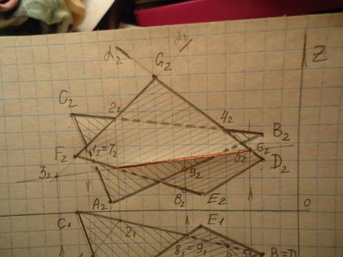 с заданием (чертёж на фото) Построить фронтальную и горизонтальную проекции линии пересечения MN дву