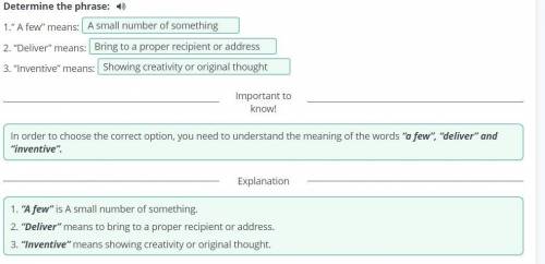 Film Review Determine the phrase: )1. A few' means:<2. Deliver” means:3. Inventive means:E Ba